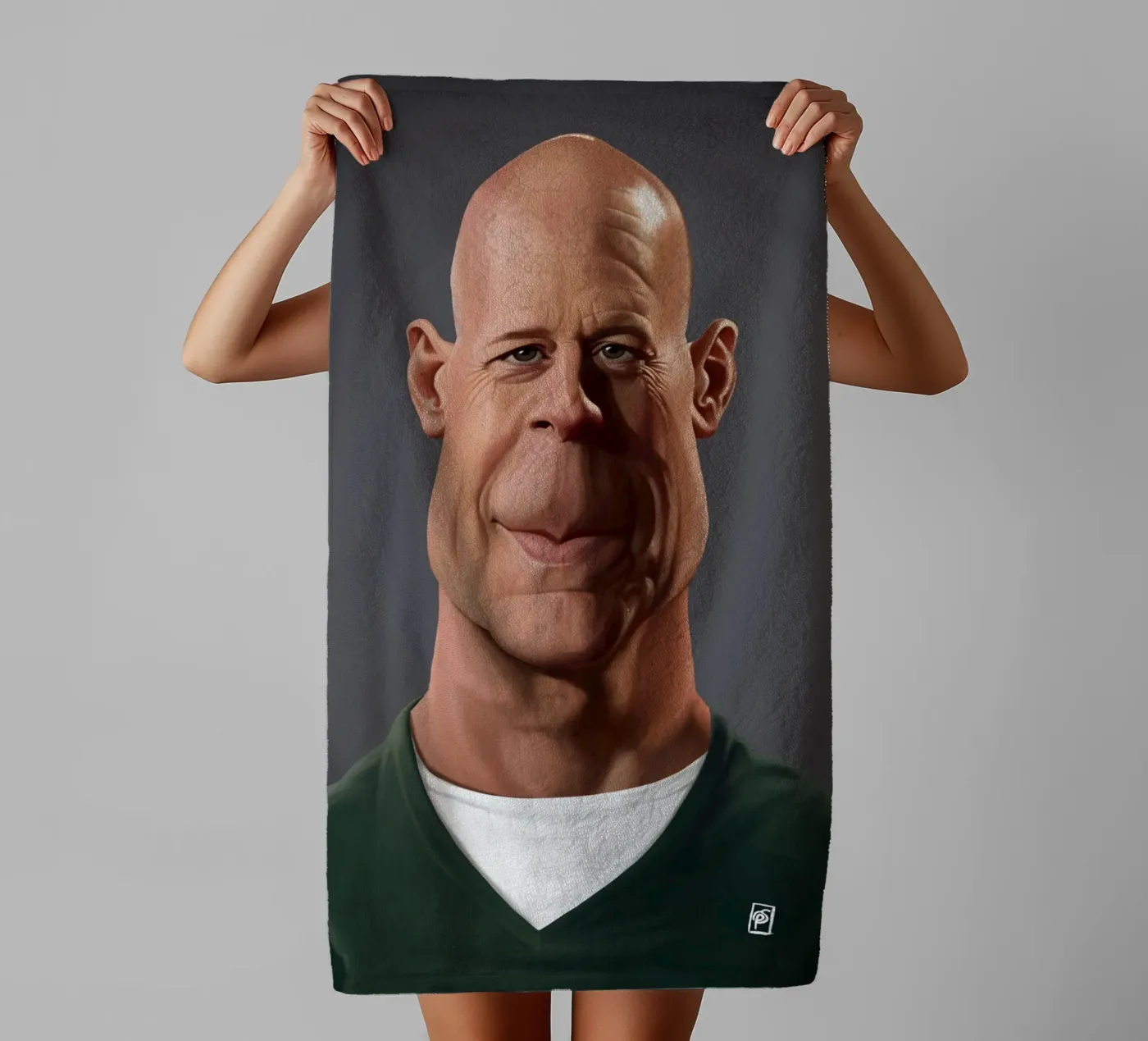 Bruce Willis towel by Rob Art | Illustration
