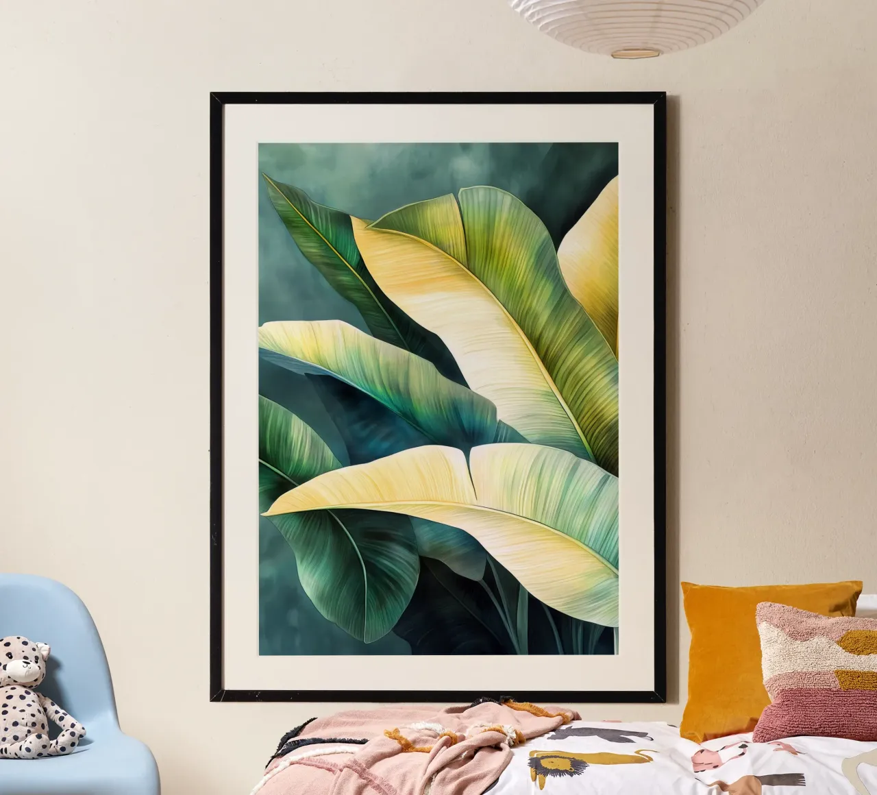 Feuilles de bananier vertes et jaunes poster de Justyna Jaszke JBJart