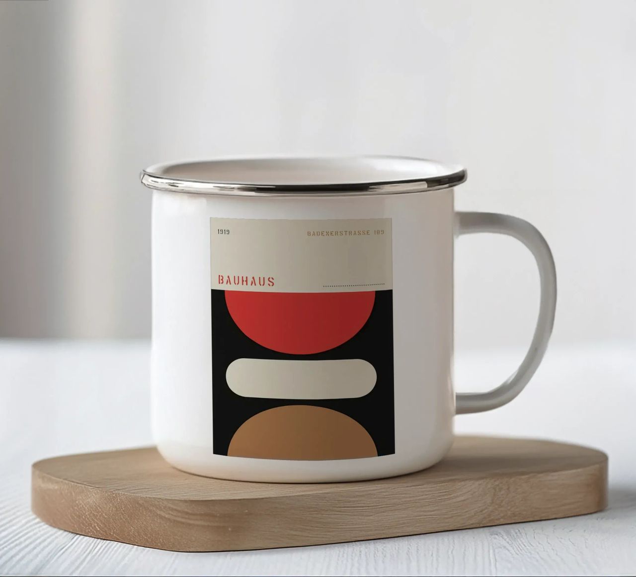 Tipografo Bauhaus tazza in smalto da Iracheta