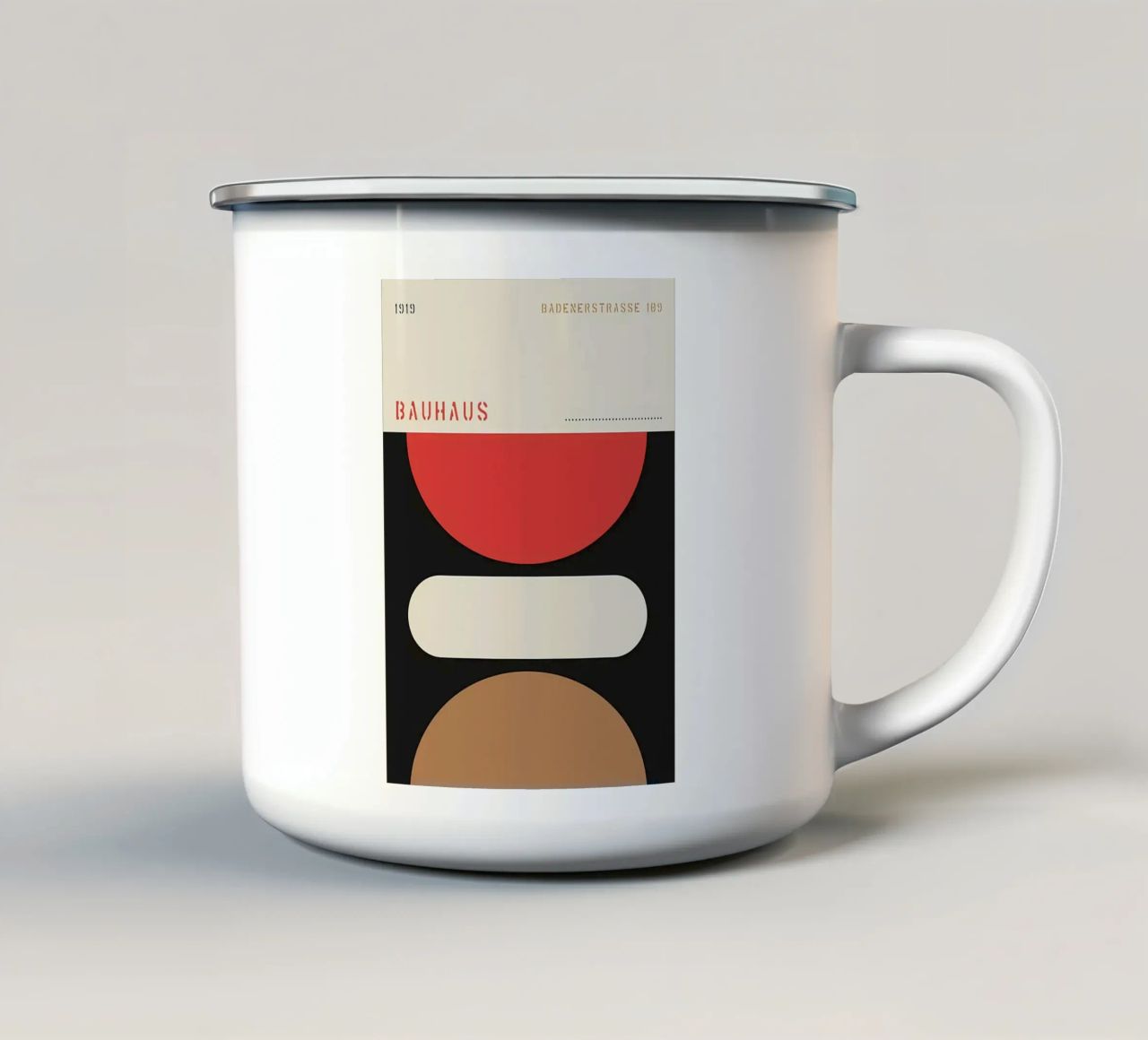 Tipografo Bauhaus tazza in smalto da Iracheta
