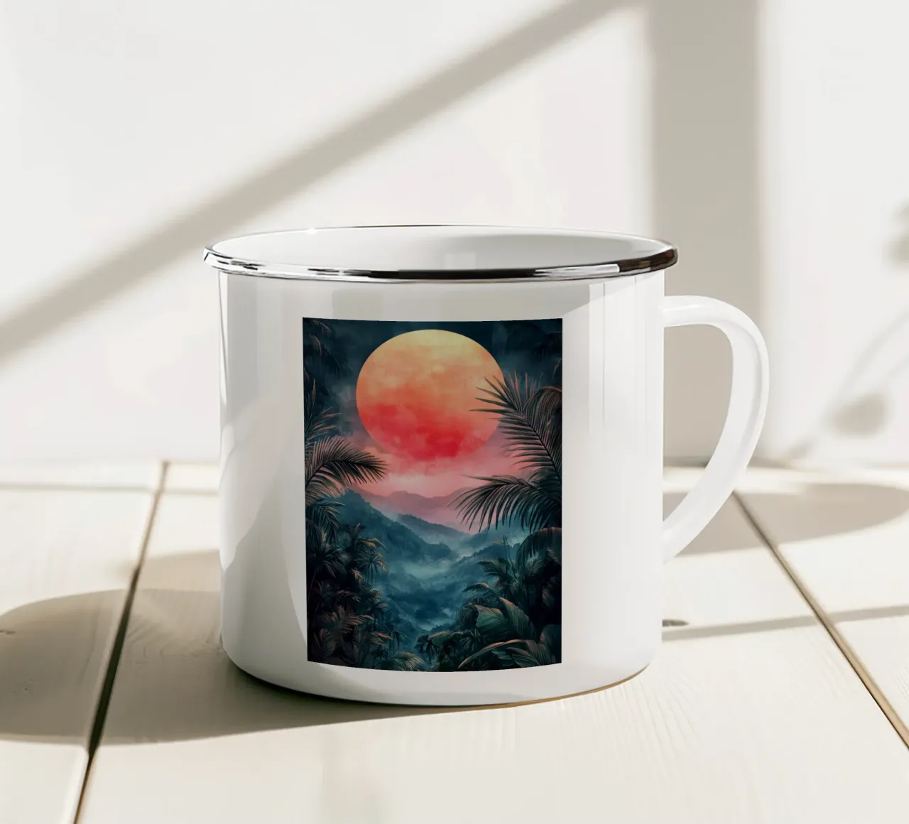 Paesaggio tropicale tazza in smalto da Justyna Jaszke JBJart