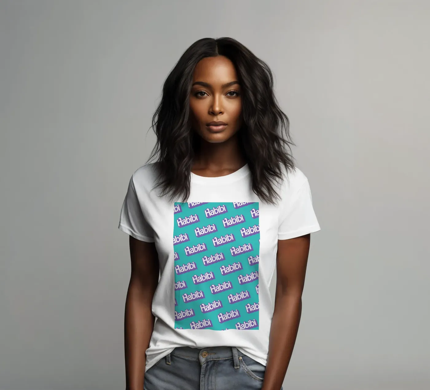Habibi Pattern t-shirt da donna da La Come Di