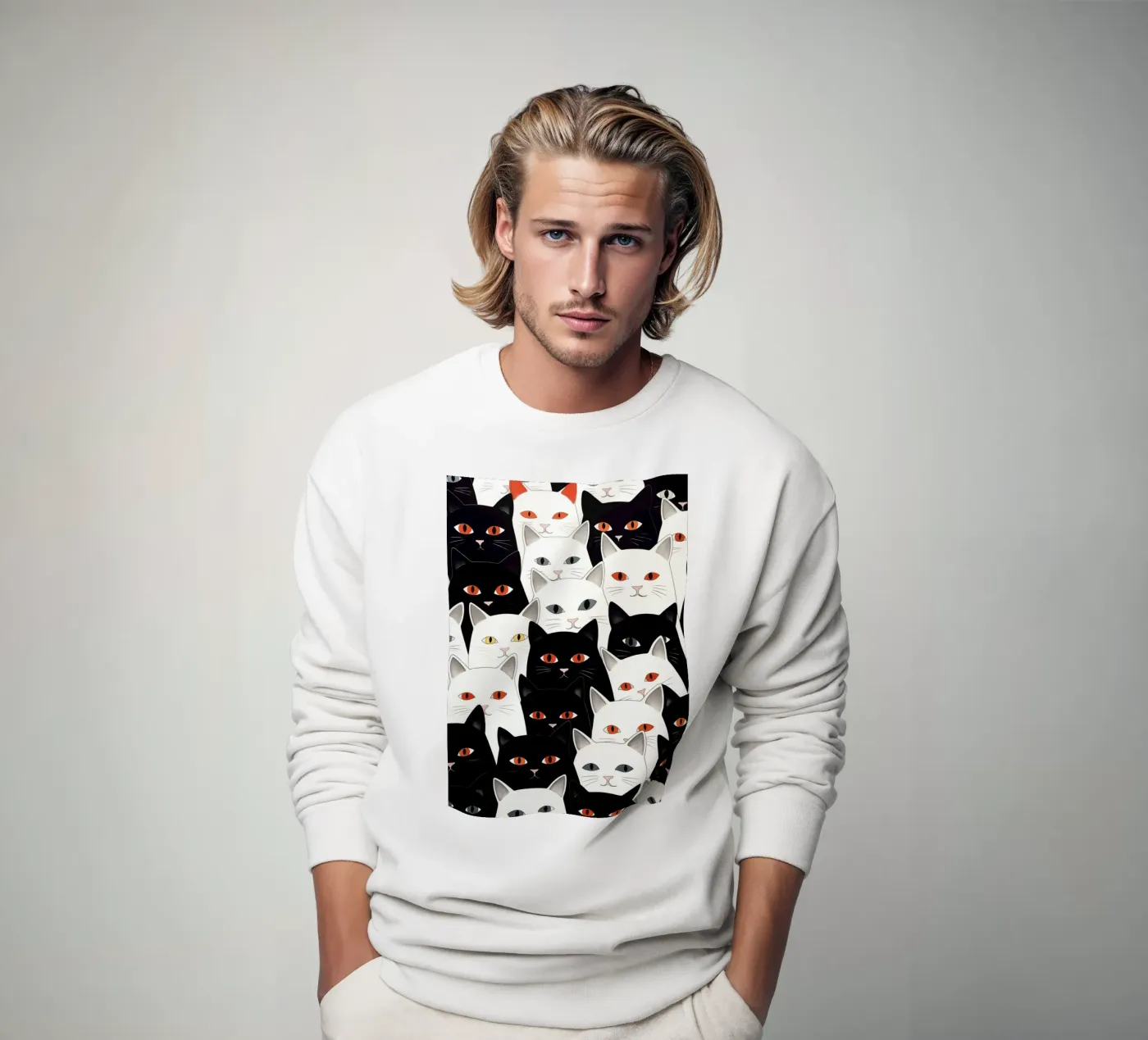Cats pattern sweatshirt by Justyna Jaszke JBJart