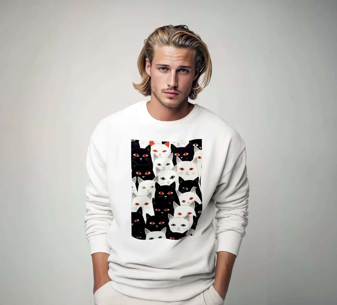 Cats pattern sweatshirt by Justyna Jaszke JBJart