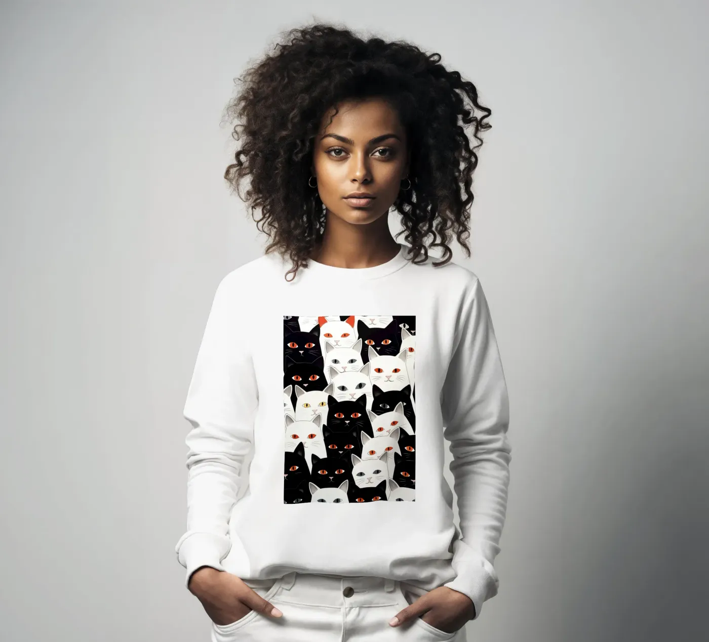 Cats pattern sweatshirt by Justyna Jaszke JBJart