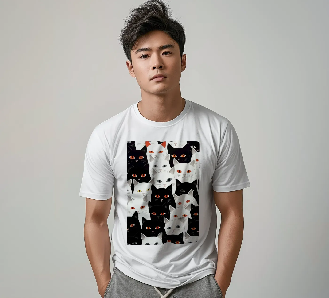Cats pattern t-shirt da Justyna Jaszke JBJart
