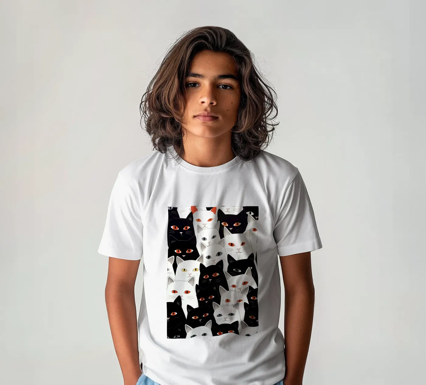 Katten patroon kinder t-shirt van Justyna Jaszke JBJart