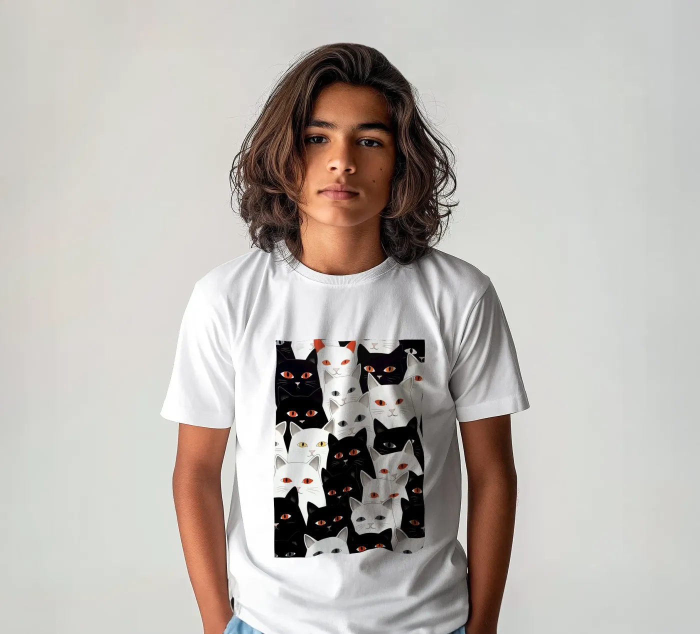 Katten patroon kinder t-shirt van Justyna Jaszke JBJart