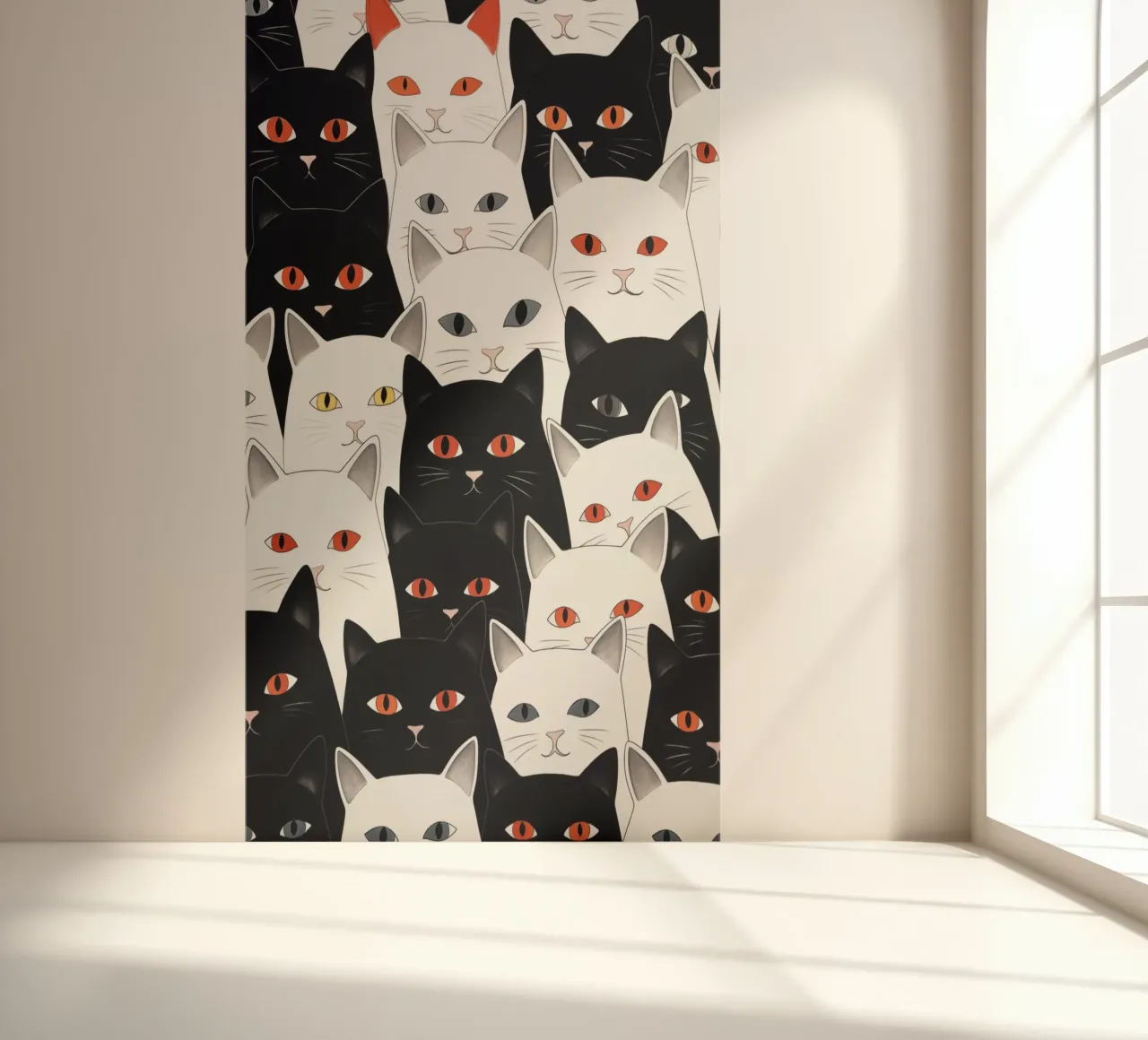 Cats pattern fotobehang van Justyna Jaszke JBJart