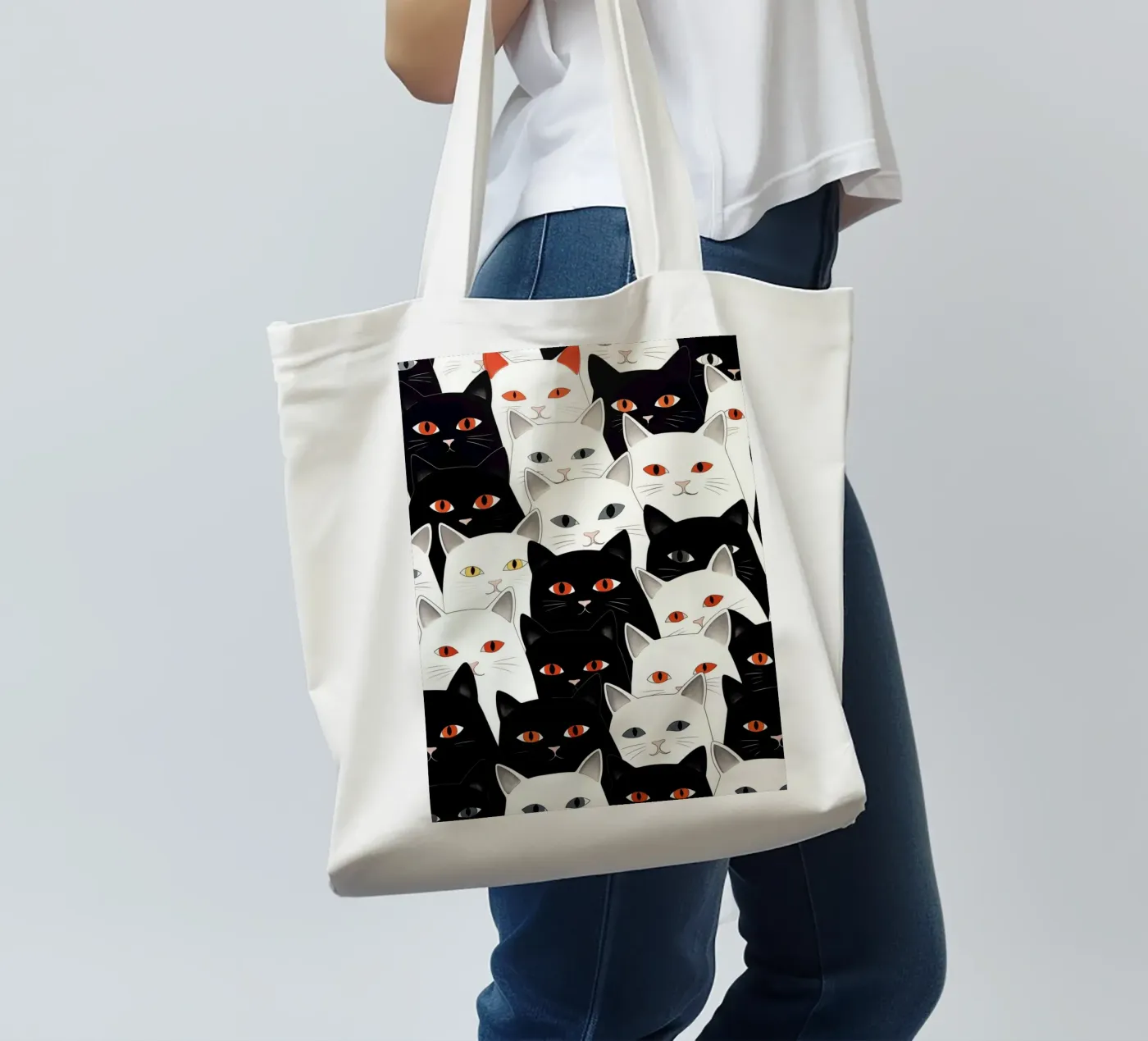Cats pattern tote bag by Justyna Jaszke JBJart