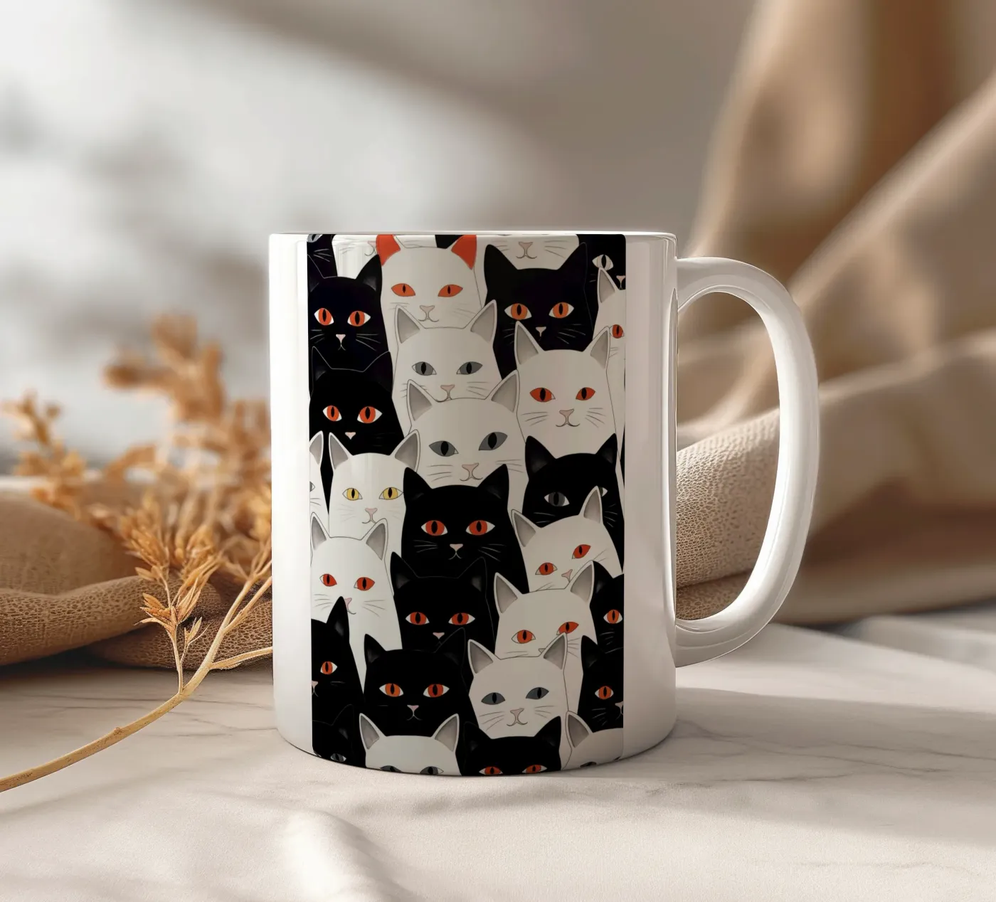 Katten patroon keramische mok van Justyna Jaszke JBJart