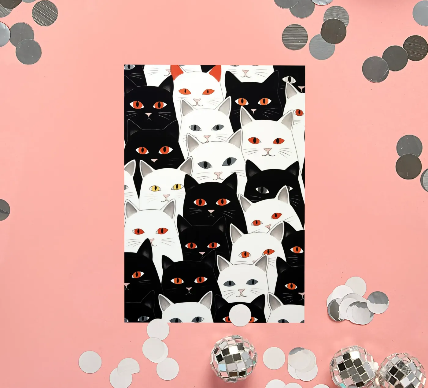 Cats pattern sticker van Justyna Jaszke JBJart