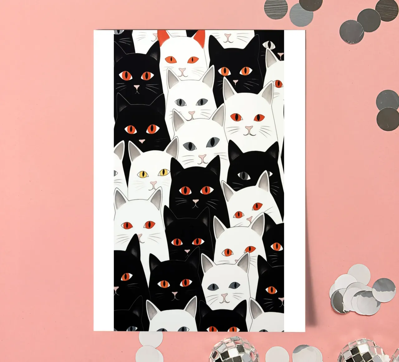 Cats pattern sticker sheet by Justyna Jaszke JBJart