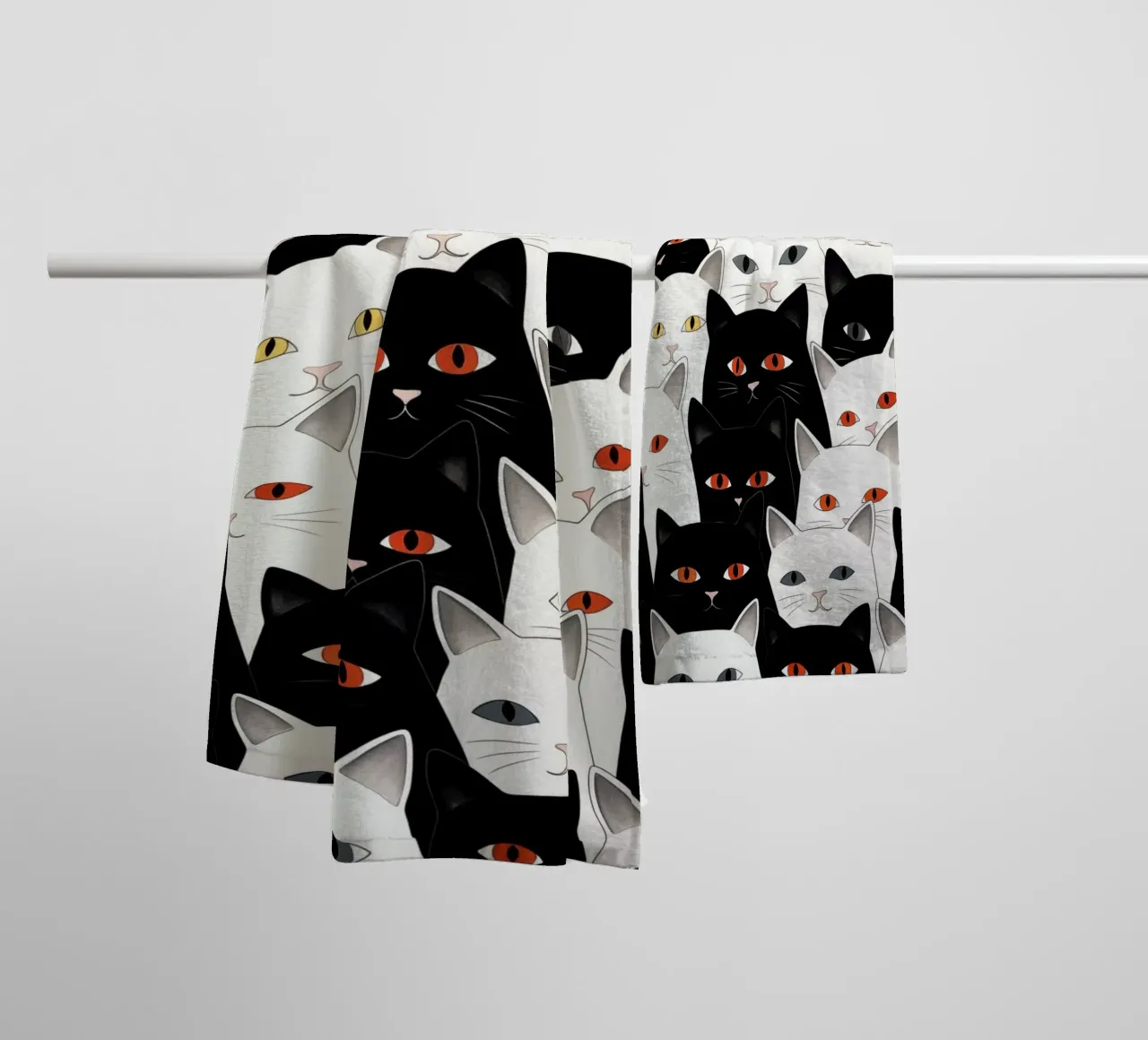 Cats pattern towel by Justyna Jaszke JBJart