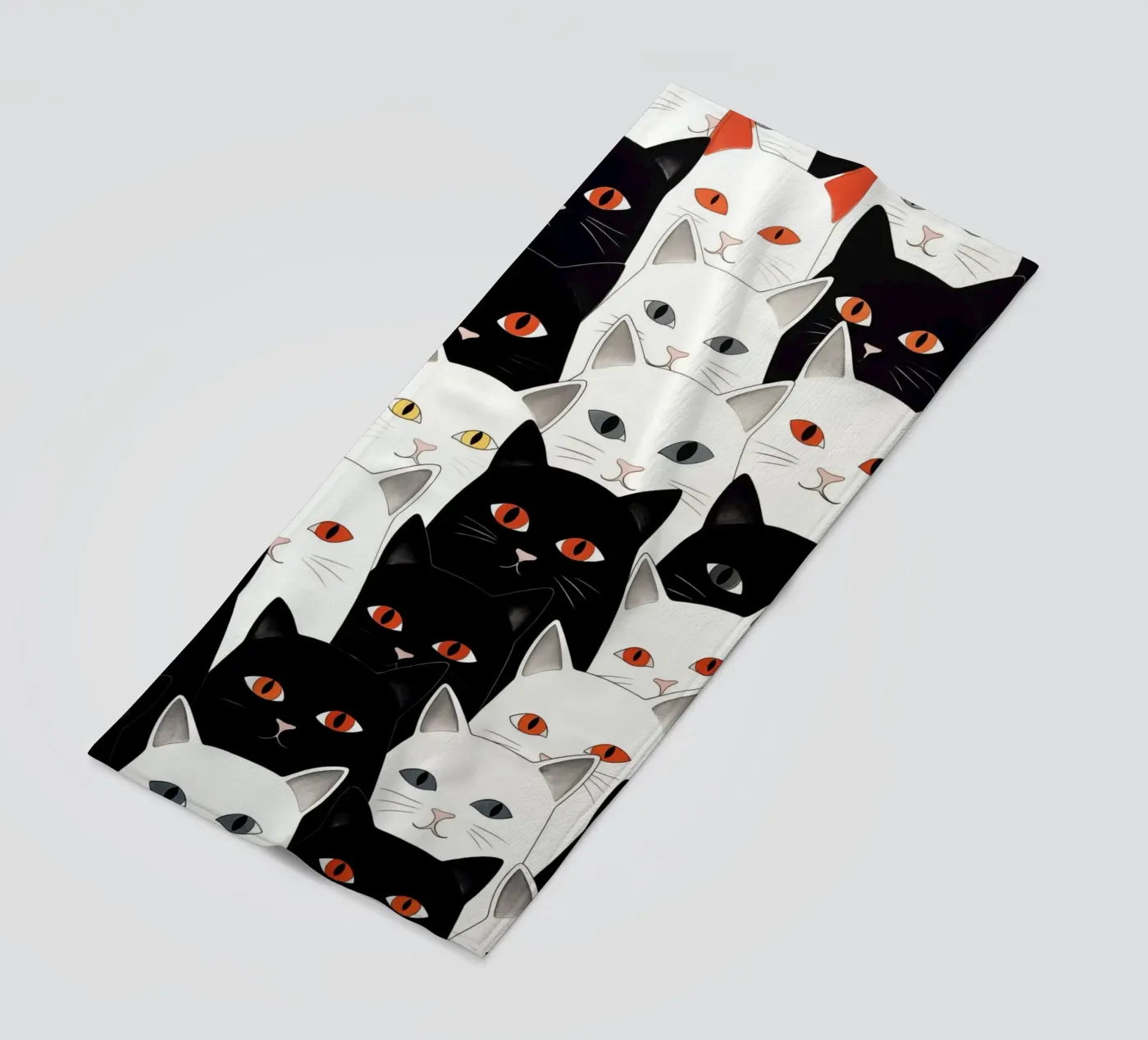 Cats pattern beach towel by Justyna Jaszke JBJart