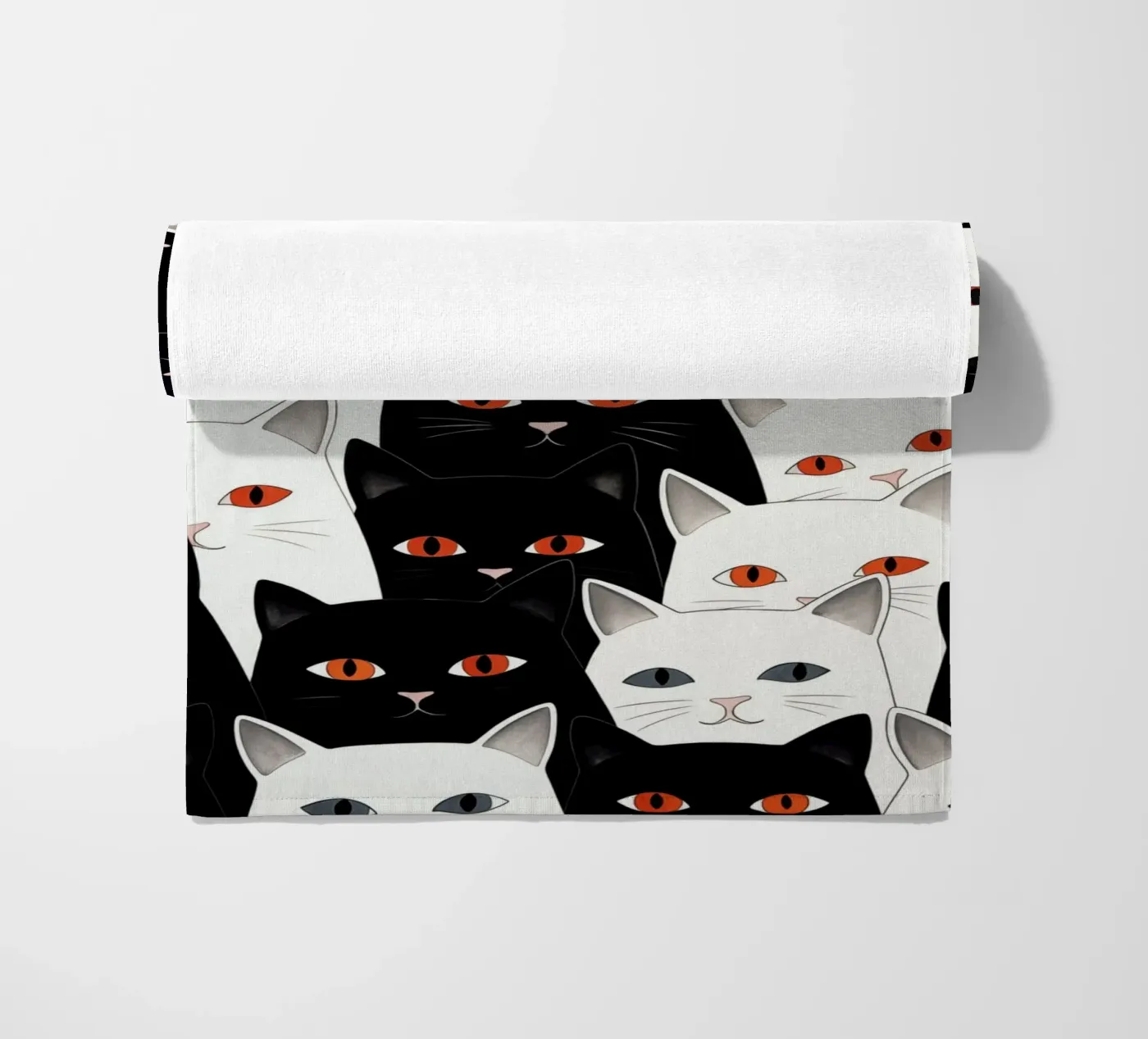 Cats pattern beach towel by Justyna Jaszke JBJart