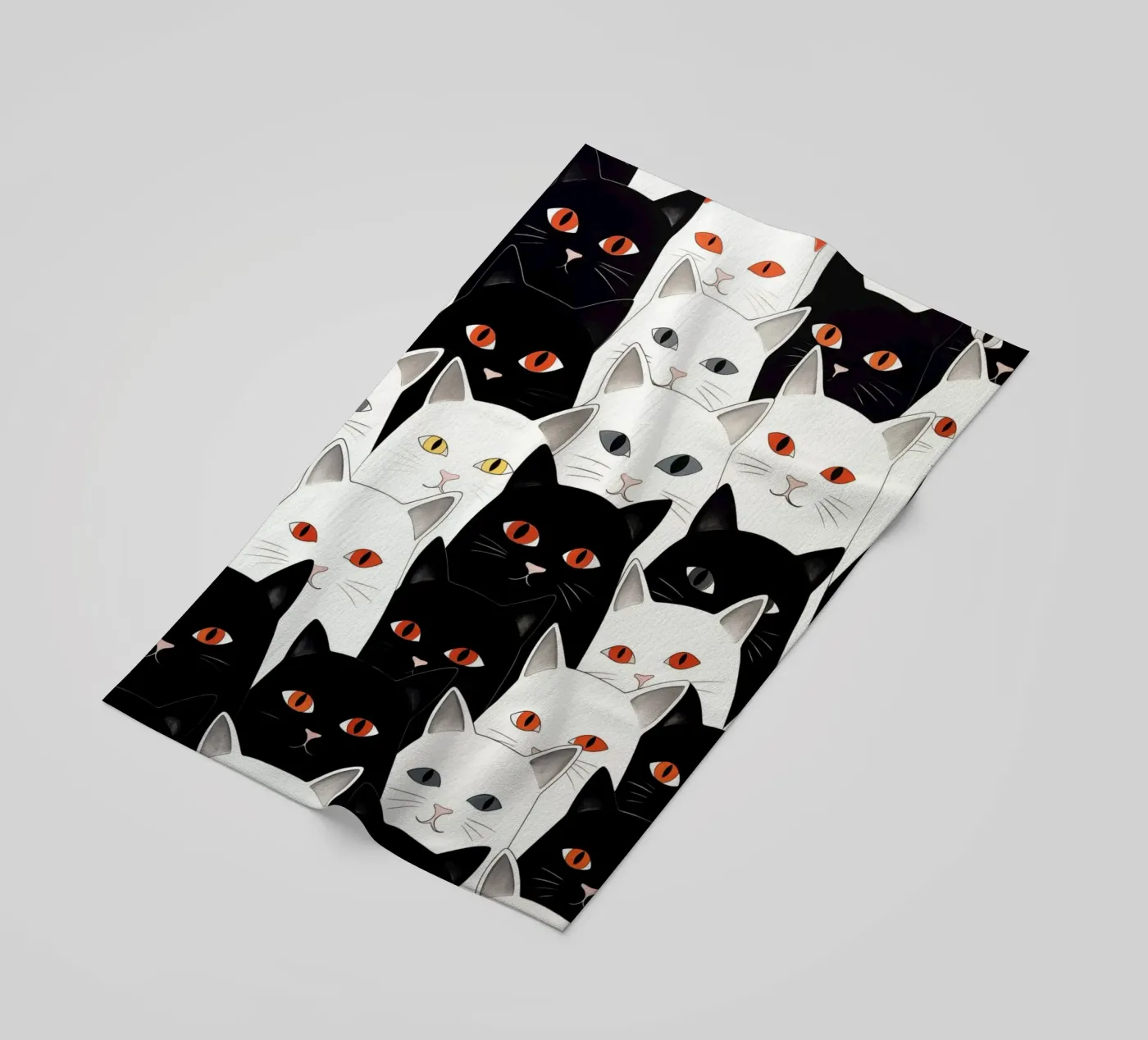 Cats pattern beach towel by Justyna Jaszke JBJart