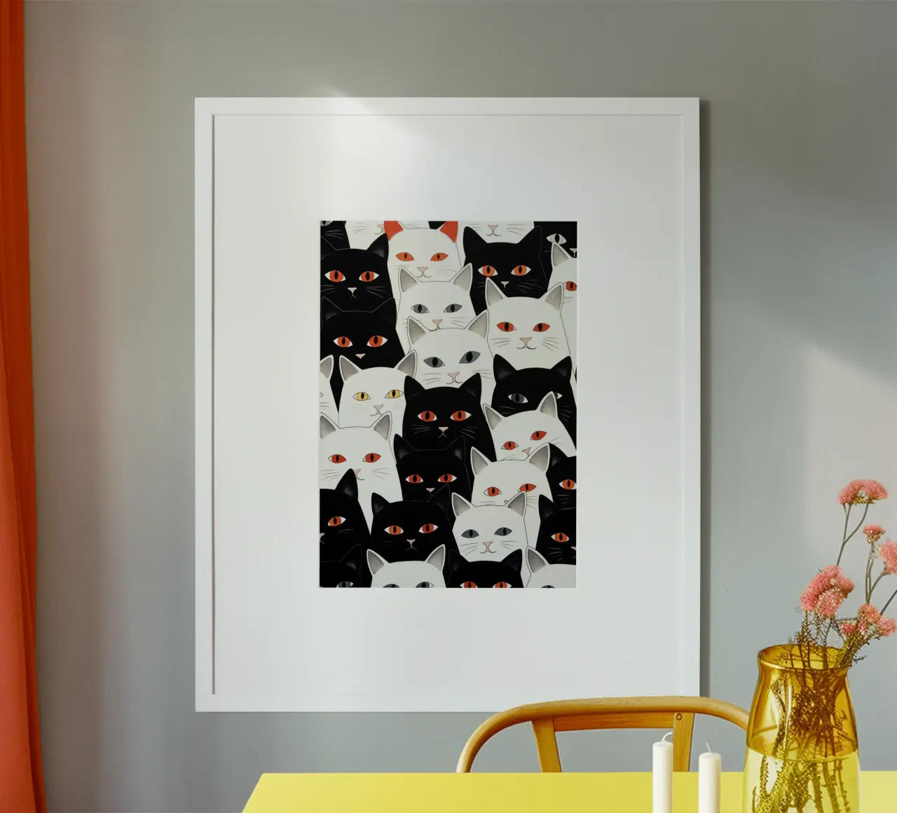 Cats pattern poster by Justyna Jaszke JBJart