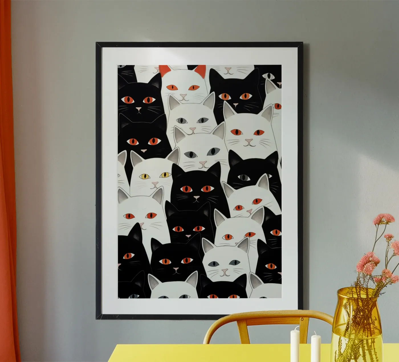 Cats pattern poster da Justyna Jaszke JBJart