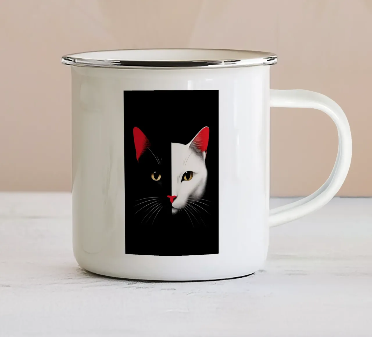 Gatto nero o bianco tazza in smalto da Justyna Jaszke JBJart