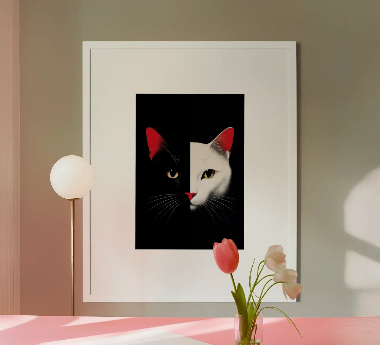 Katze schwarz oder weiß Poster von Justyna Jaszke JBJart