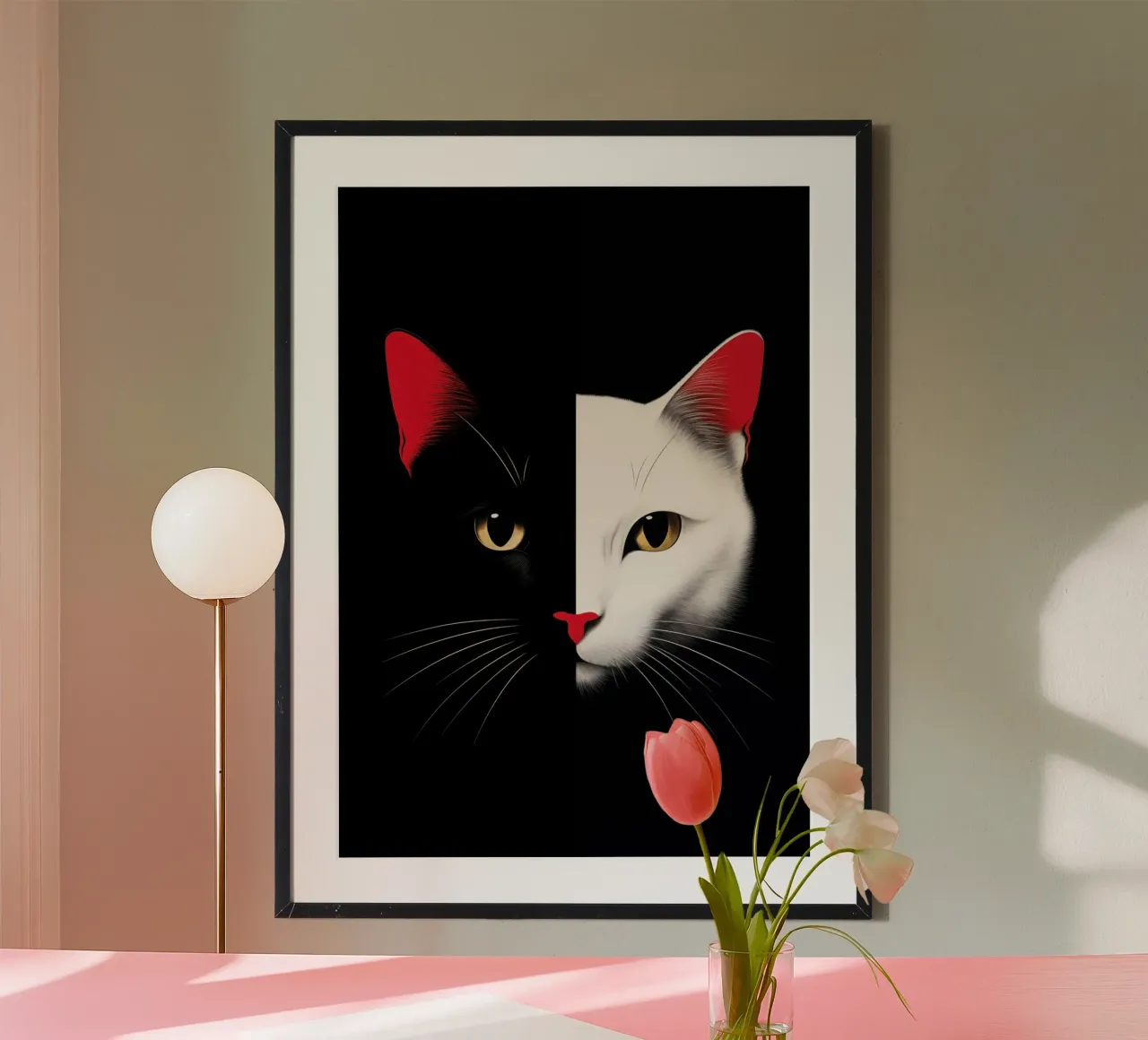 Katze schwarz oder weiß Poster von Justyna Jaszke JBJart