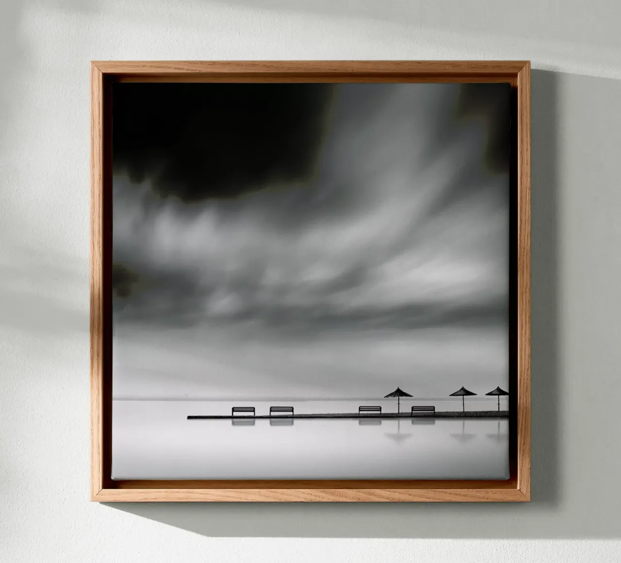 Four Benches And Three Umbrellas - George Digalakis tela da Pictufy