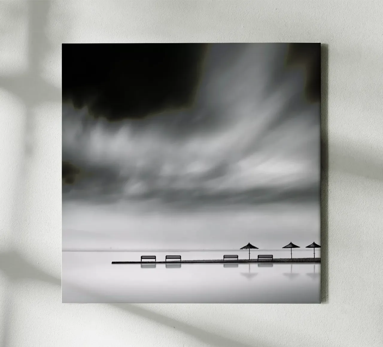Four Benches And Three Umbrellas - George Digalakis tela da Pictufy