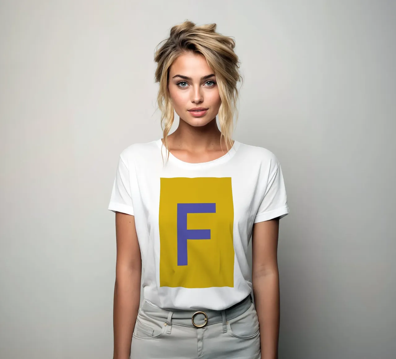 Yellow Letter F women's fitted t-shirt by Studio One
