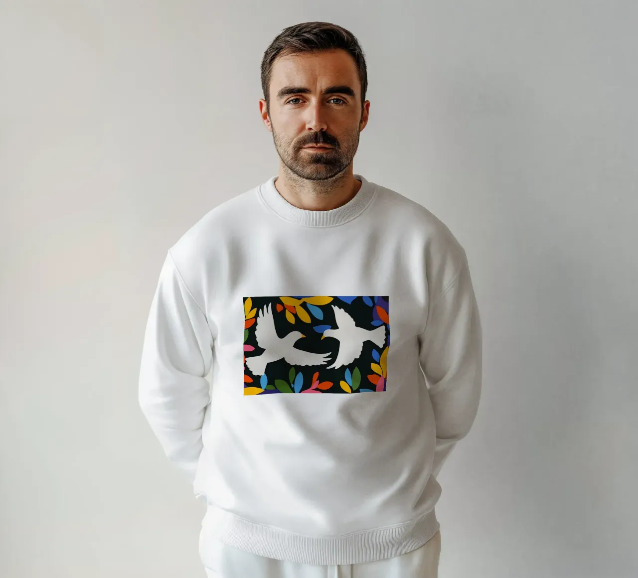 Minimal Deux colombes blanches en vol sweat de Karraker