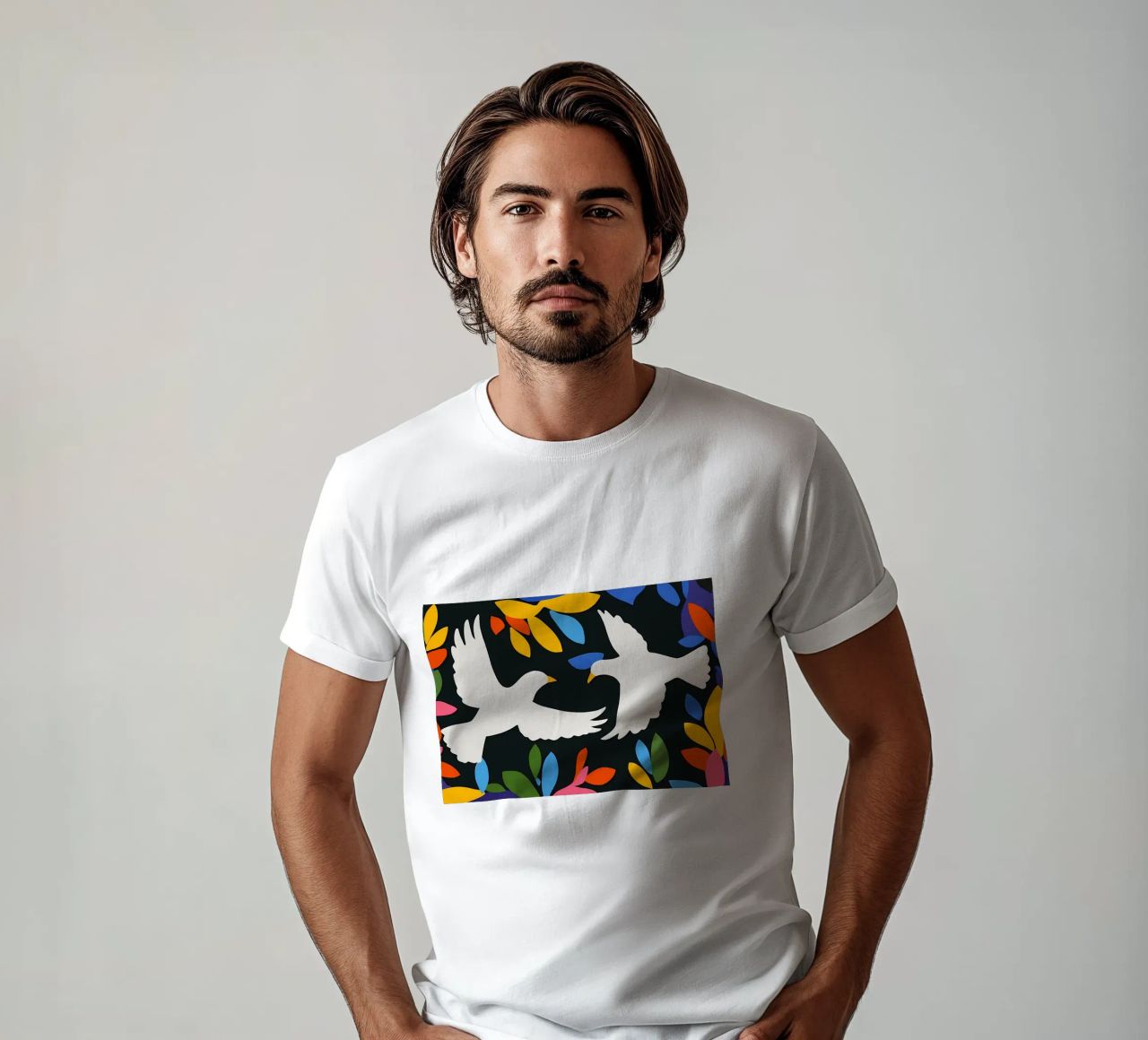 Minimal Due colombe bianche in volo t-shirt da Karraker