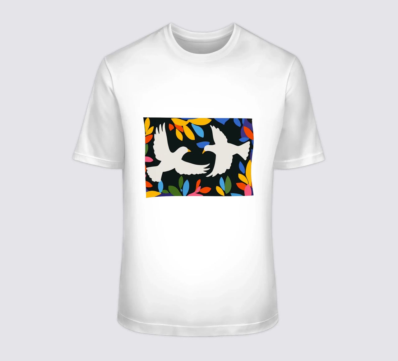 Minimal Due colombe bianche in volo t-shirt da Karraker