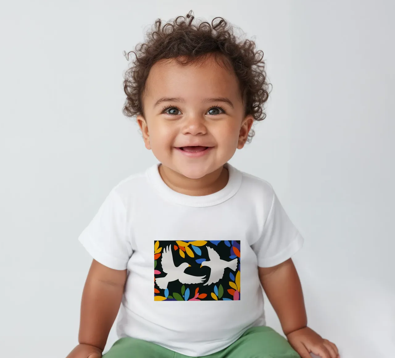 Minimal Dos palomas blancas en vuelo camiseta de bebé de Karraker