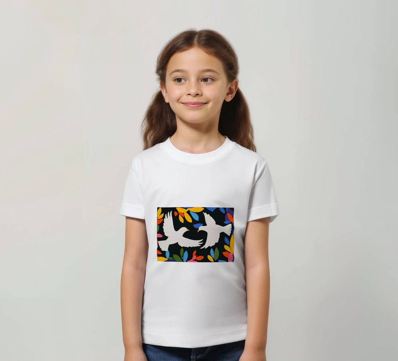 Minimal Due colombe bianche in volo t-shirt bambini da Karraker