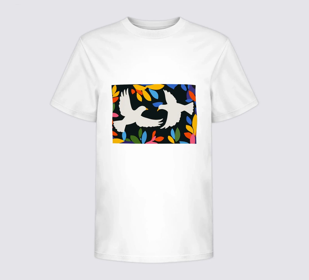 Minimal Due colombe bianche in volo t-shirt bambini da Karraker