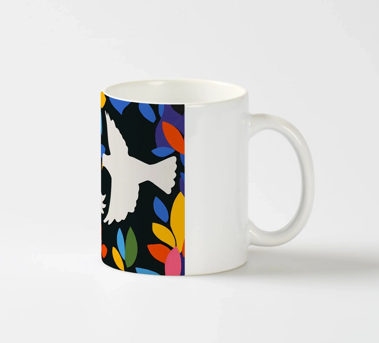 Minimal Due colombe bianche in volo tazza in ceramica da Karraker