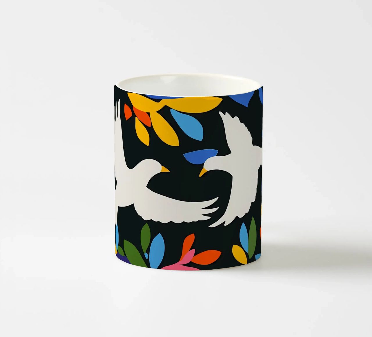 Minimal Due colombe bianche in volo tazza in ceramica da Karraker