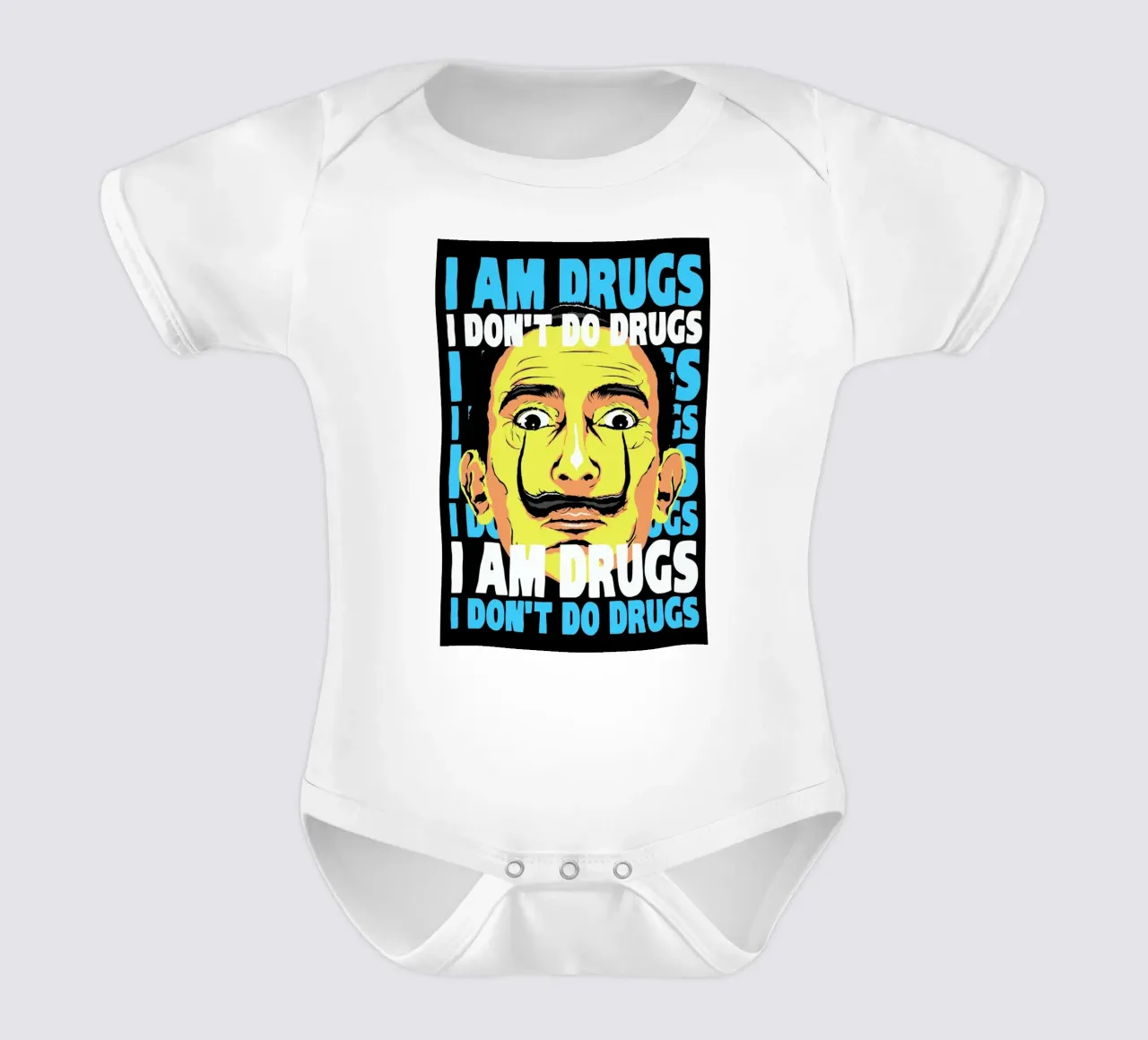 I Am Drugs short-sleeve baby romper by Butcher Billy