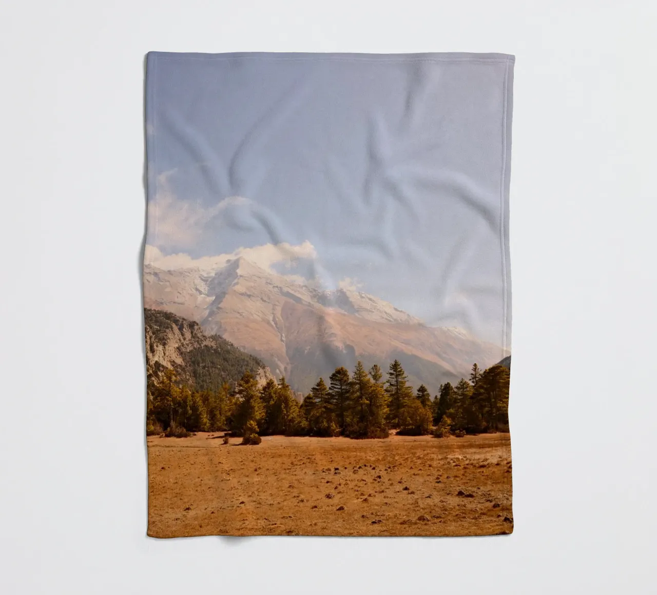 Golden Annapurna Highlights fleece blanket by FujiPrints