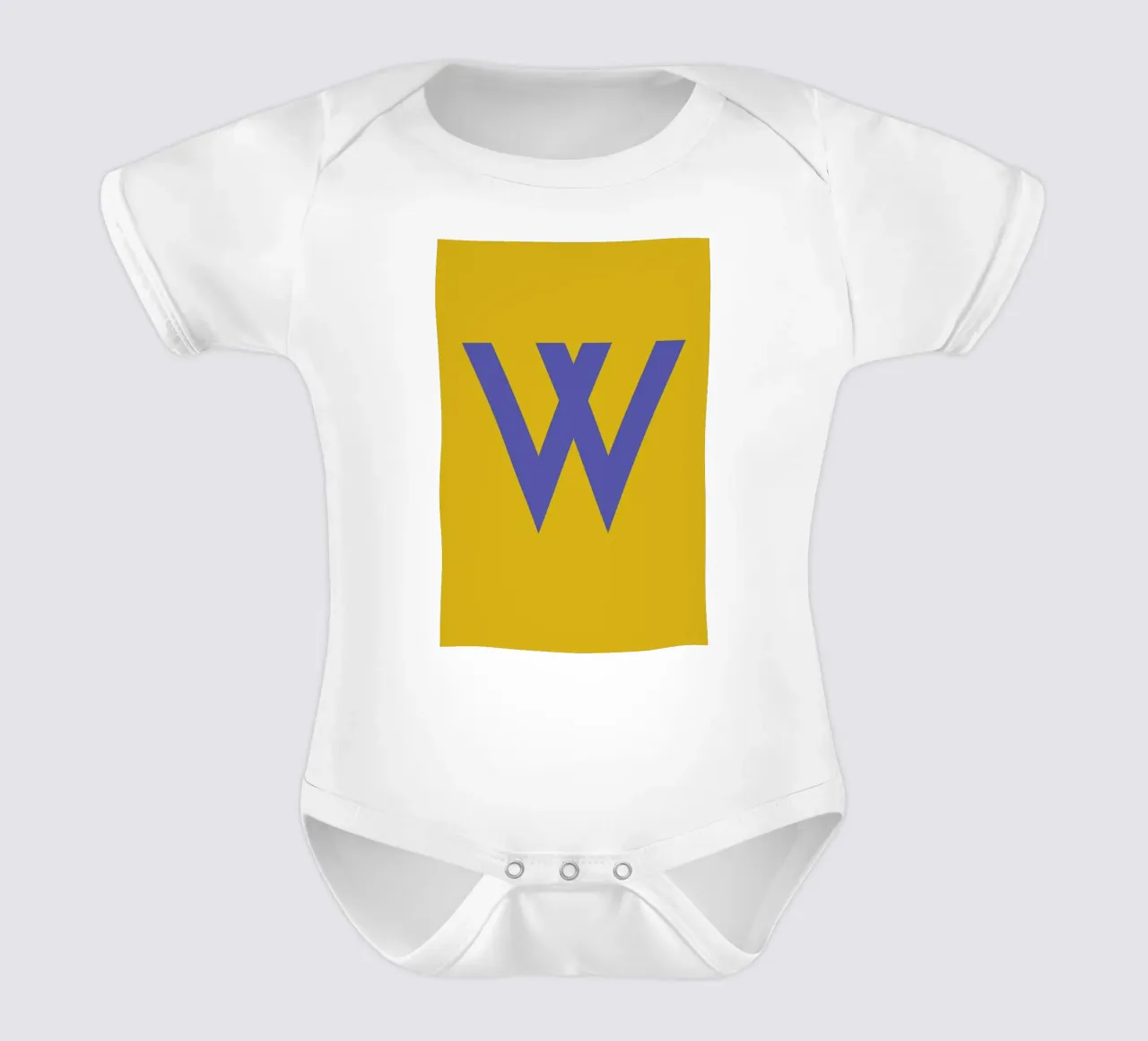 Yellow Letter W short-sleeve baby romper by Studio One