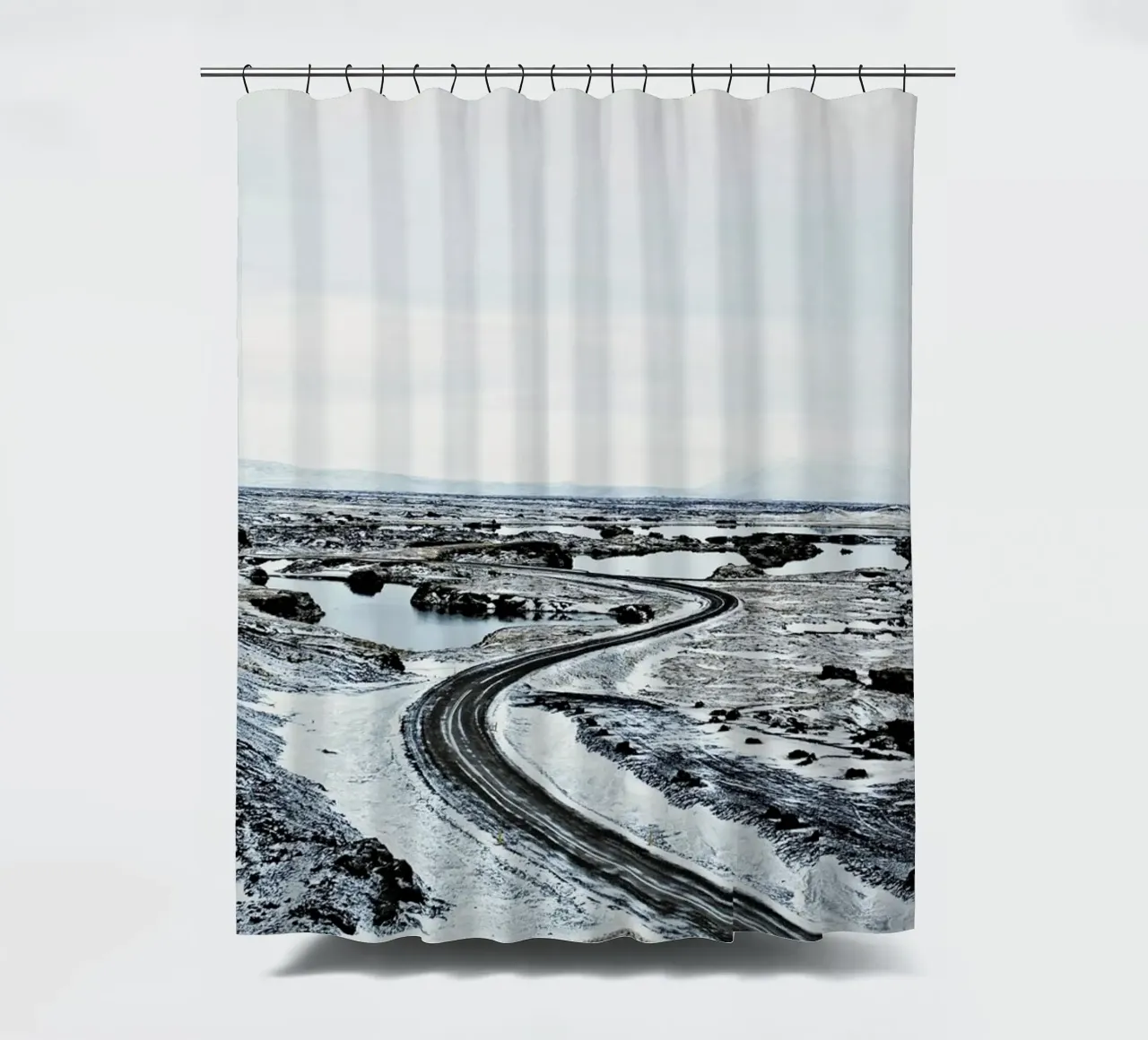 Near Mývatn shower curtain by Nur Mut