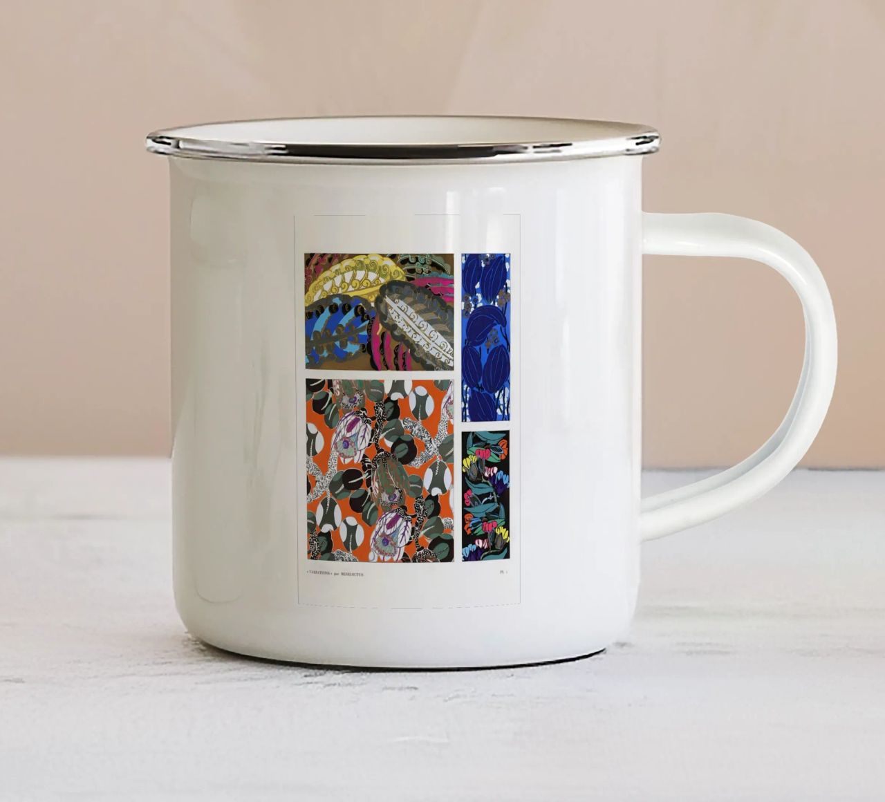 Modello Art Deco d'epoca tazza in smalto da Iracheta