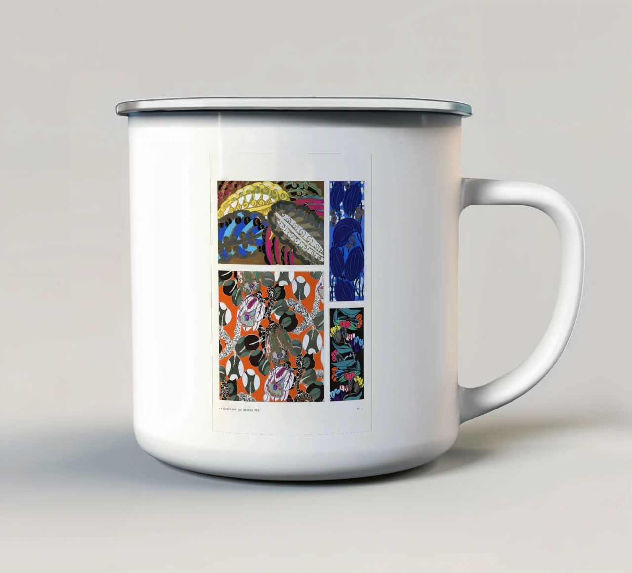 Modello Art Deco d'epoca tazza in smalto da Iracheta