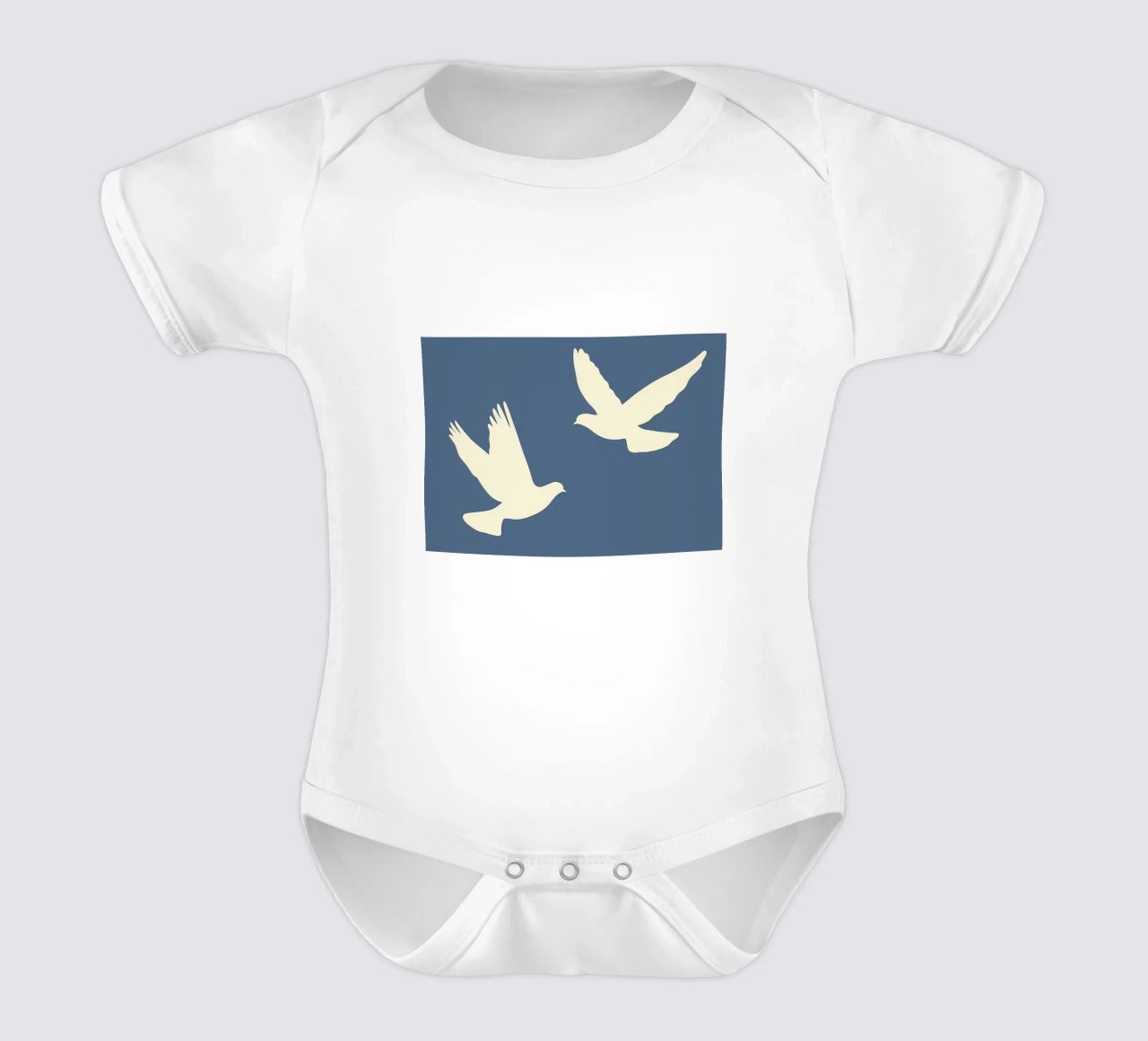 Minimal Zwei weiße Tauben im Flug Kurzarm Babybody von Karraker
