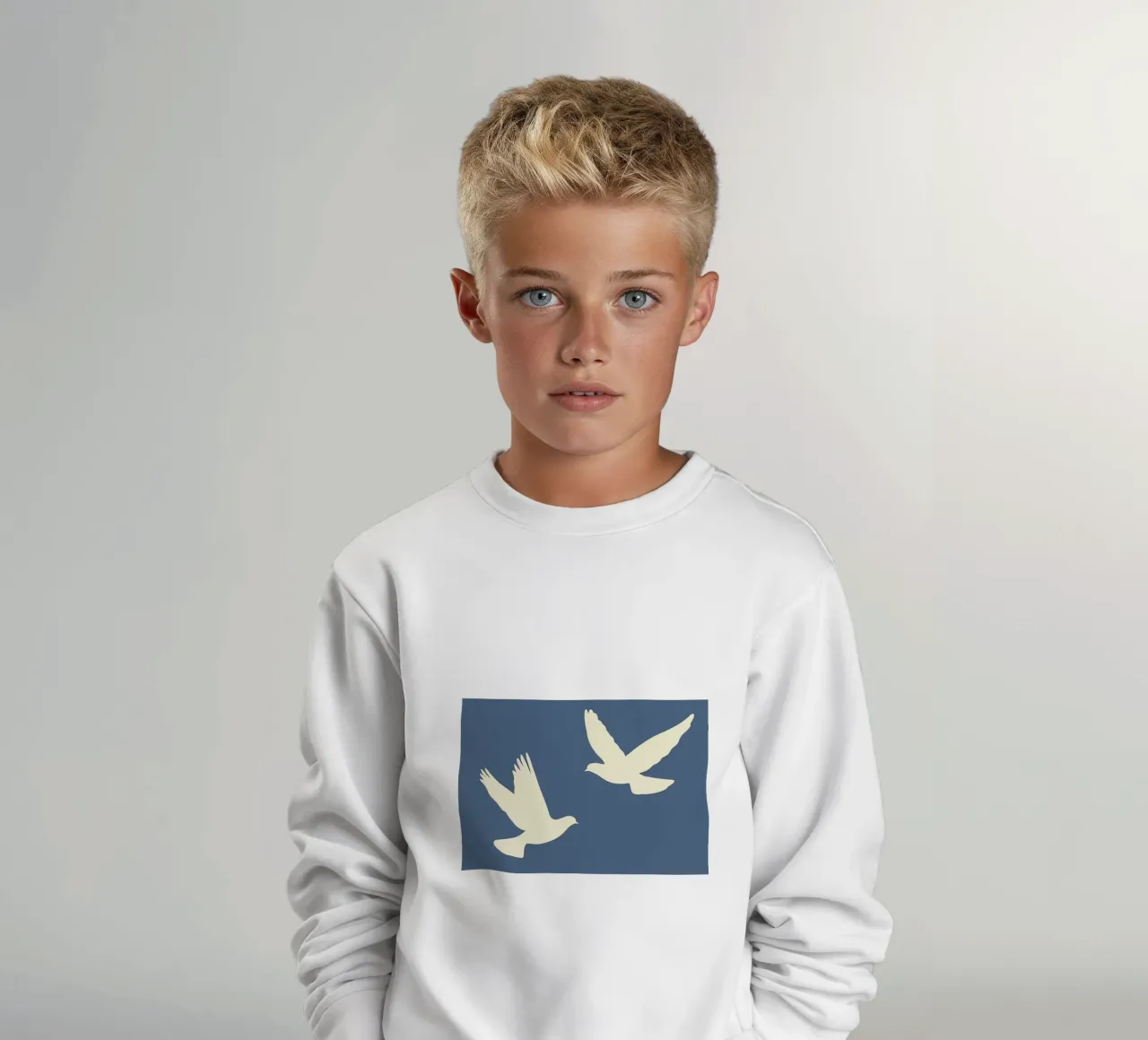 Minimal Deux colombes blanches en vol sweat enfant de Karraker
