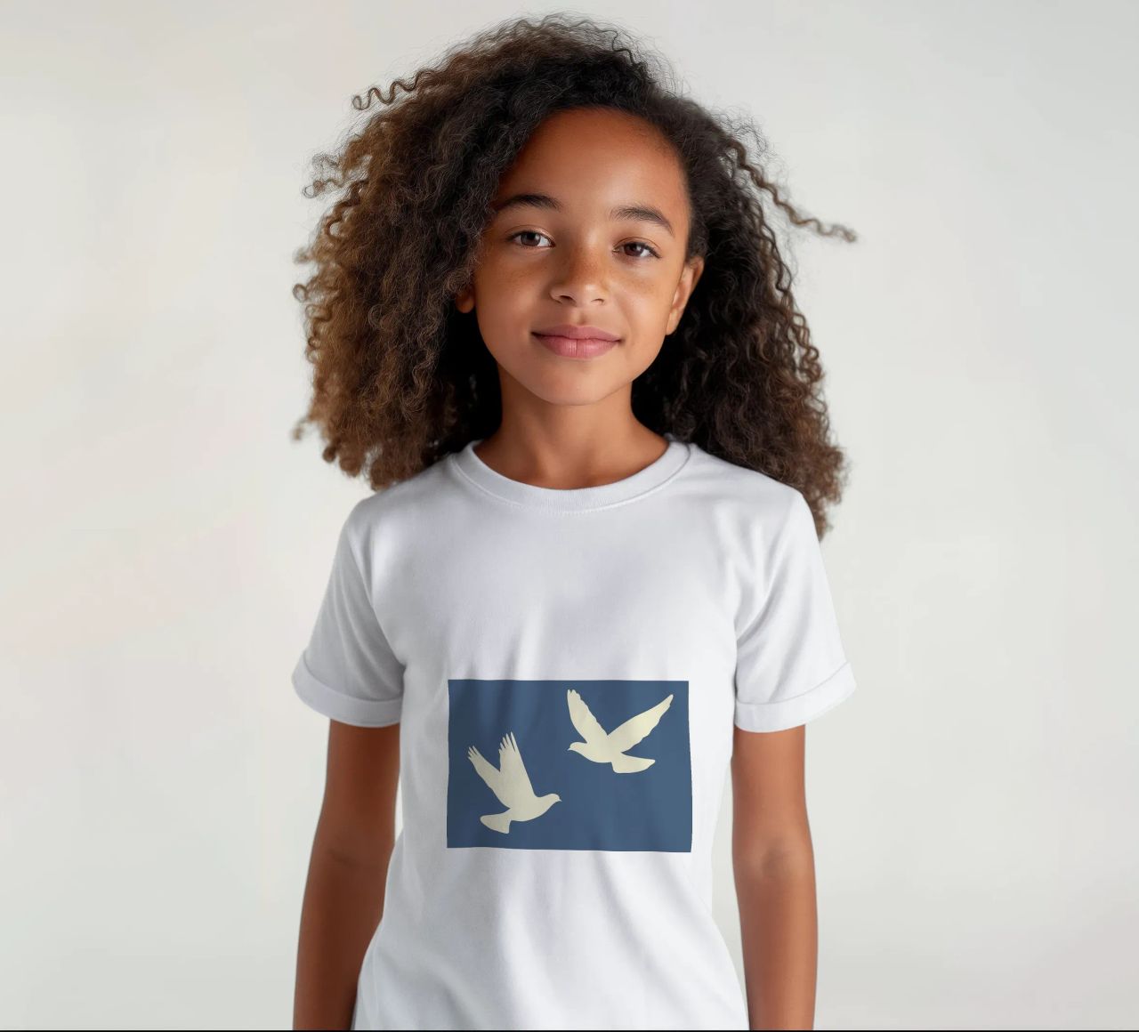 Minimal Due colombe bianche in volo t-shirt bambini da Karraker