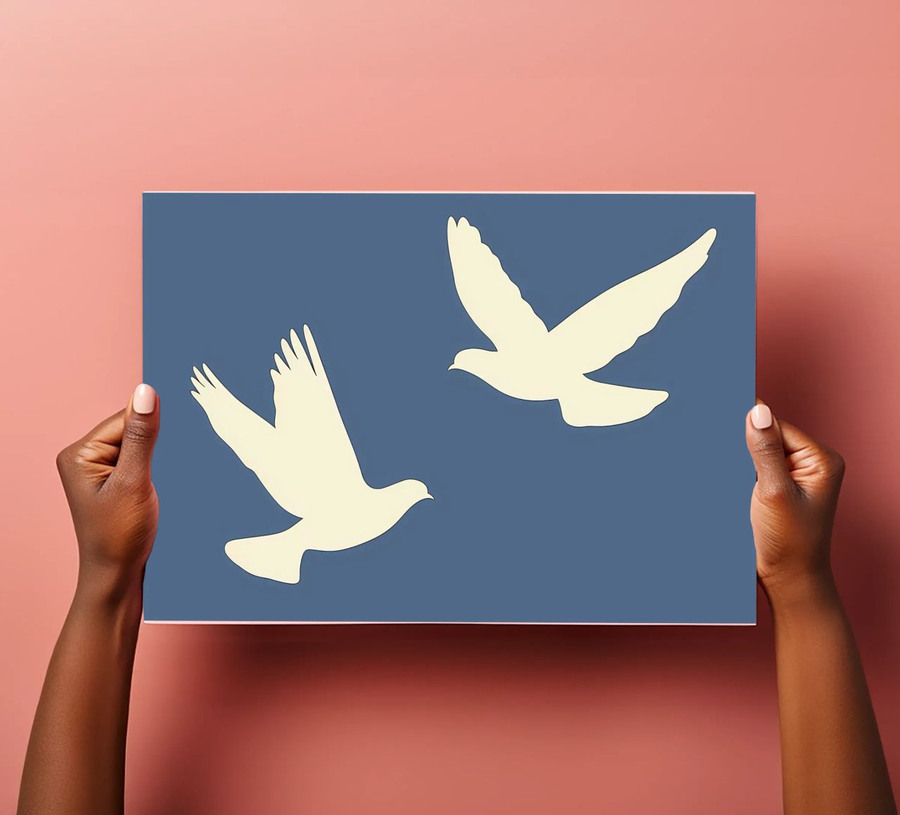 Minimal Zwei weiße Tauben im Flug Stickerbogen von Karraker