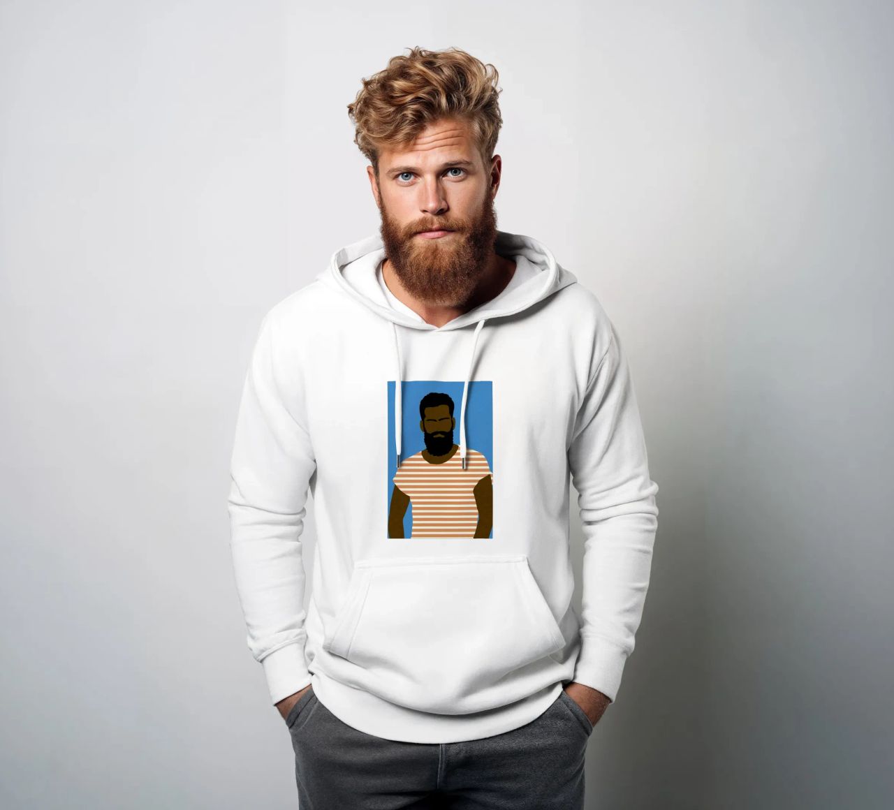 Man with Striped Shirt sudadera con capucha de Rosi Feist