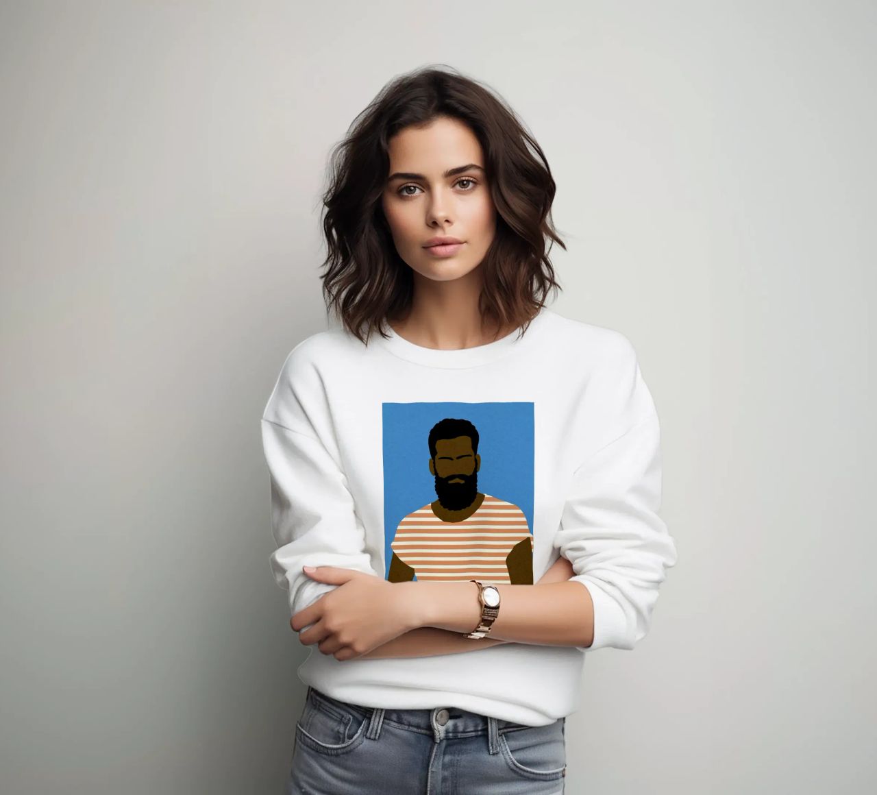 Man with Striped Shirt sudadera de Rosi Feist
