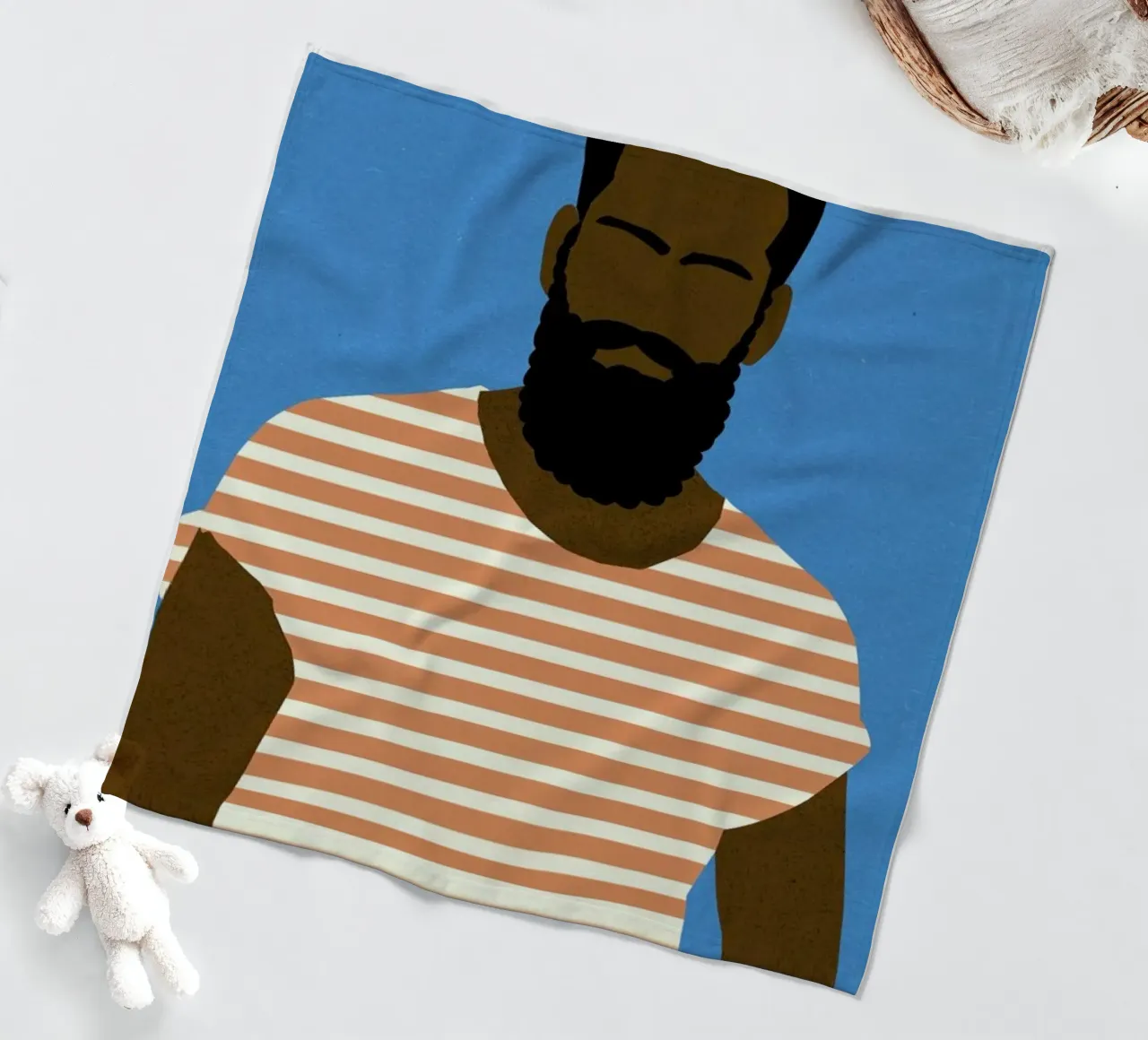 Man with Striped Shirt fleece blanket by Rosi Feist